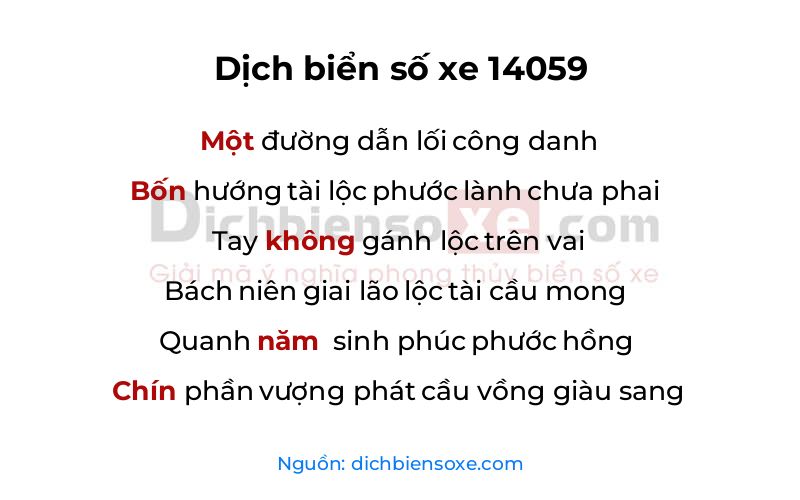 Dịch thơ biển số 14059