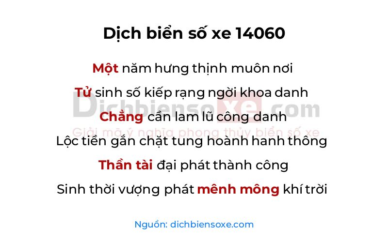 Dịch thơ biển số 14060
