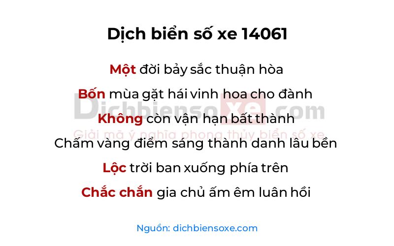Dịch thơ biển số 14061