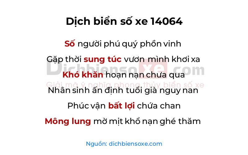 Dịch thơ biển số 14064