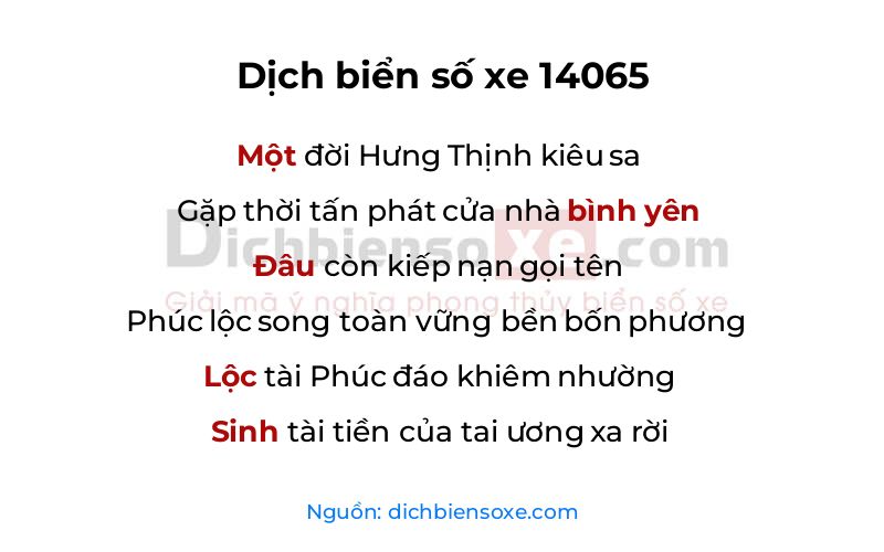 Dịch thơ biển số 14065