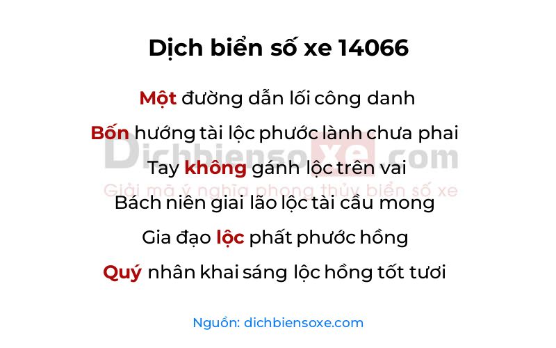Dịch thơ biển số 14066
