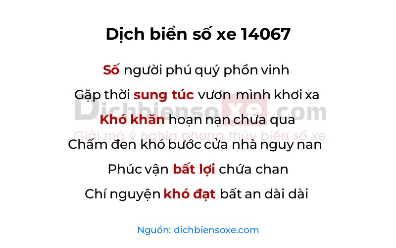 Dịch thơ biển số 14067