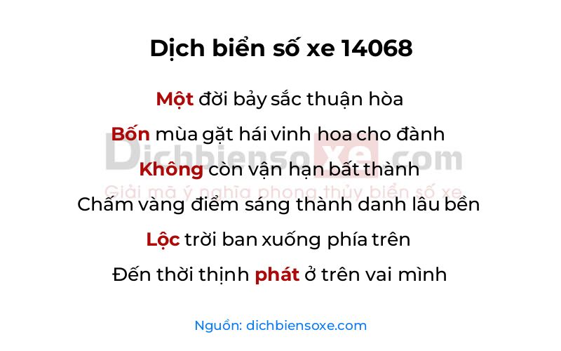 Dịch thơ biển số 14068