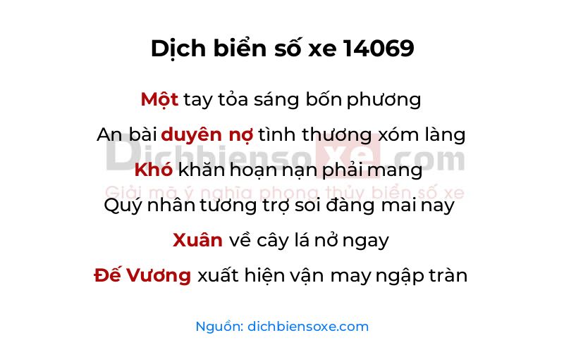 Dịch thơ biển số 14069