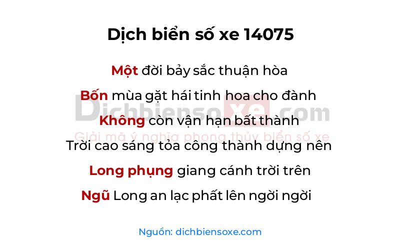 Dịch thơ biển số 14075