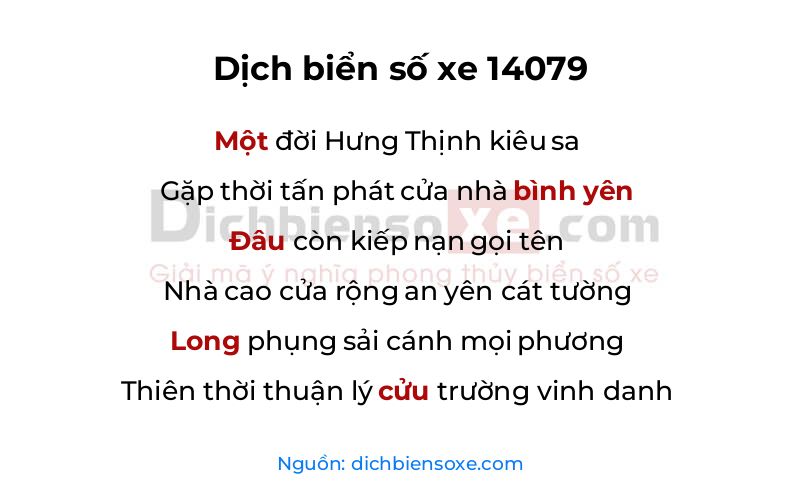 Dịch thơ biển số 14079