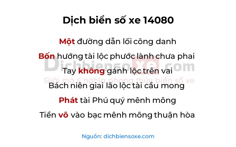 Dịch thơ biển số 14080
