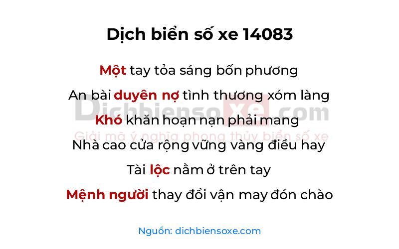 Dịch thơ biển số 14083
