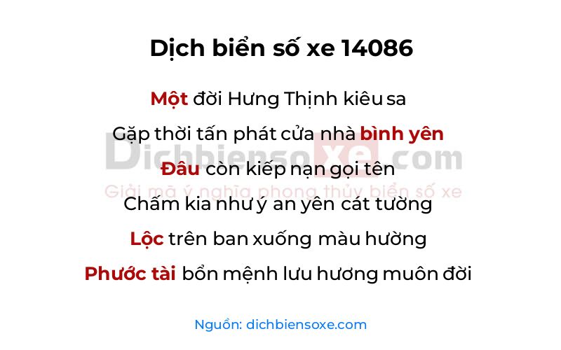 Dịch thơ biển số 14086
