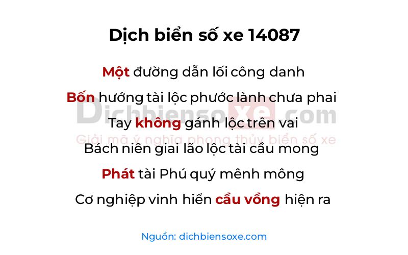 Dịch thơ biển số 14087