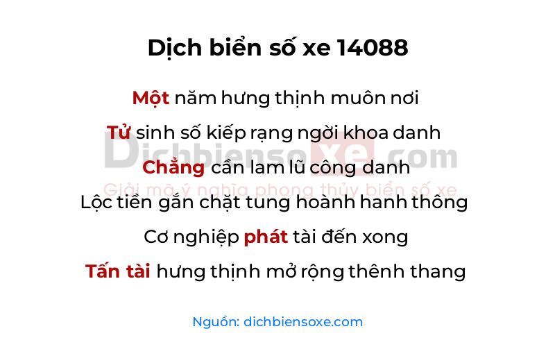 Dịch thơ biển số 14088
