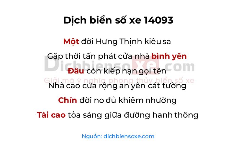 Dịch thơ biển số 14093