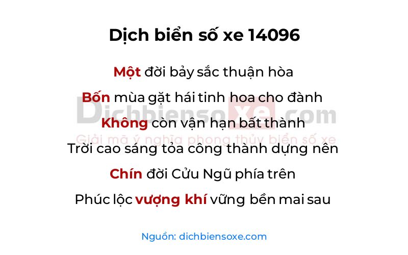 Dịch thơ biển số 14096