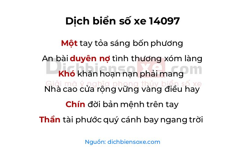 Dịch thơ biển số 14097
