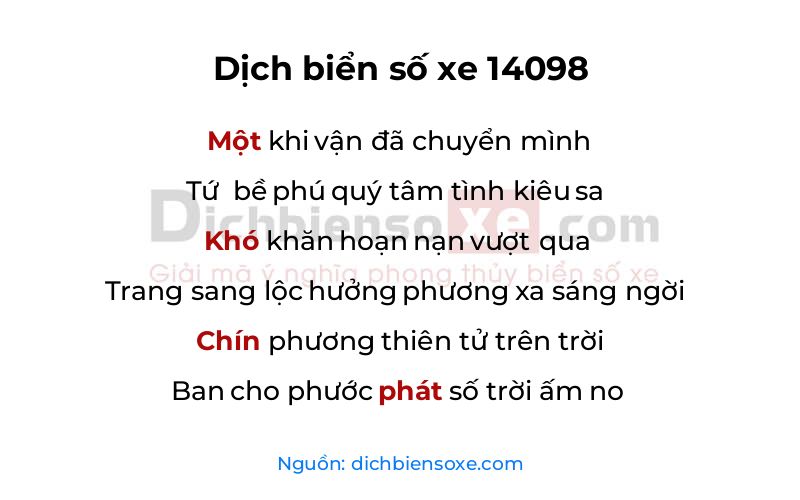 Dịch thơ biển số 14098