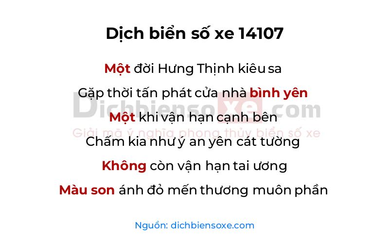 Dịch thơ biển số 14107