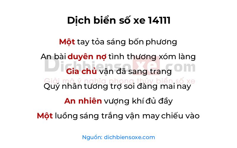 Dịch thơ biển số 14111