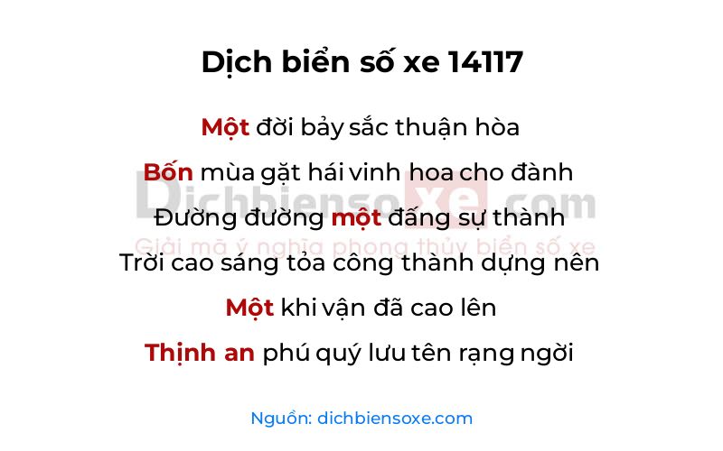Dịch thơ biển số 14117