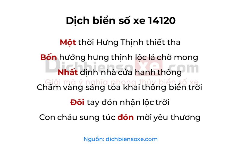 Dịch thơ biển số 14120