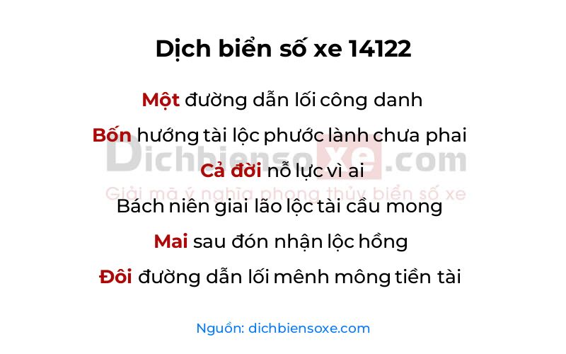 Dịch thơ biển số 14122