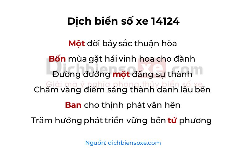 Dịch thơ biển số 14124
