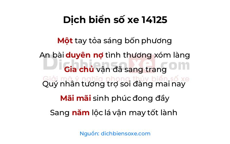 Dịch thơ biển số 14125
