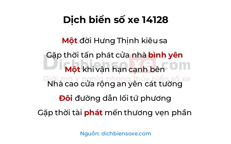 Dịch thơ biển số 14128