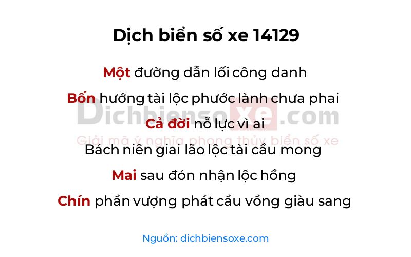 Dịch thơ biển số 14129