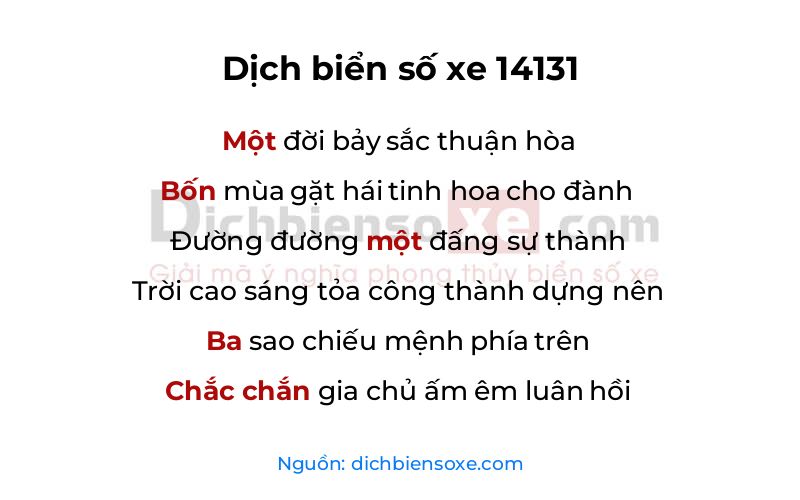 Dịch thơ biển số 14131