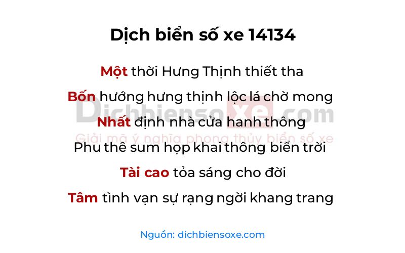 Dịch thơ biển số 14134