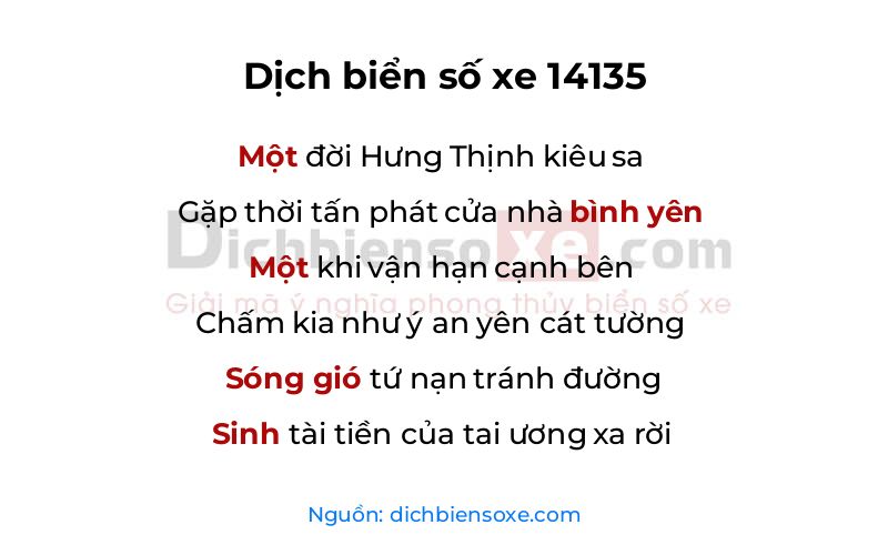 Dịch thơ biển số 14135