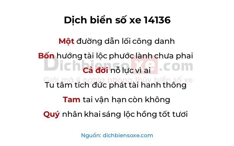 Dịch thơ biển số 14136