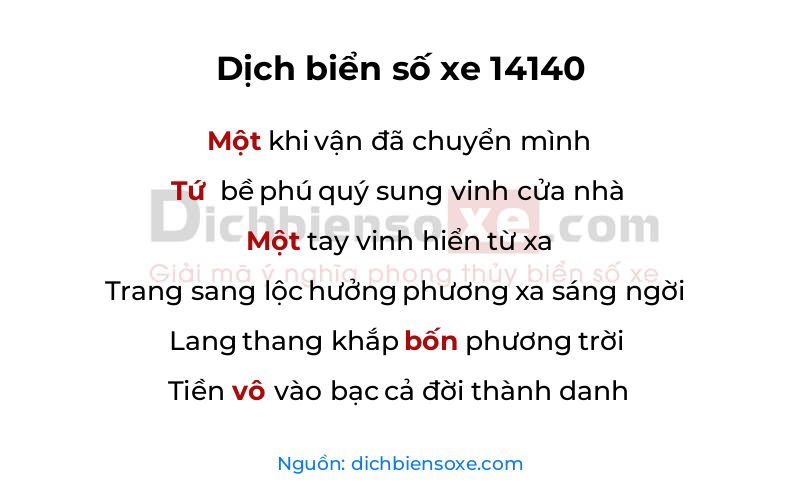Dịch thơ biển số 14140