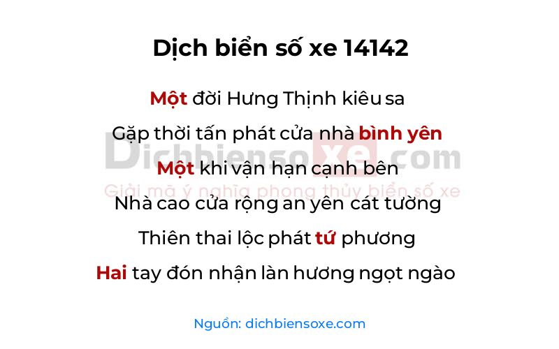 Dịch thơ biển số 14142