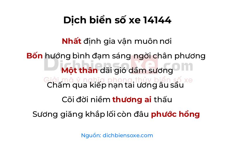 Dịch thơ biển số 14144