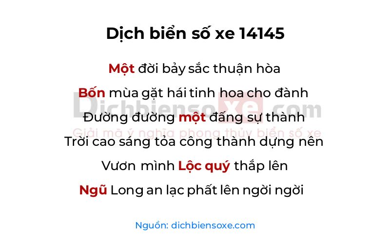 Dịch thơ biển số 14145