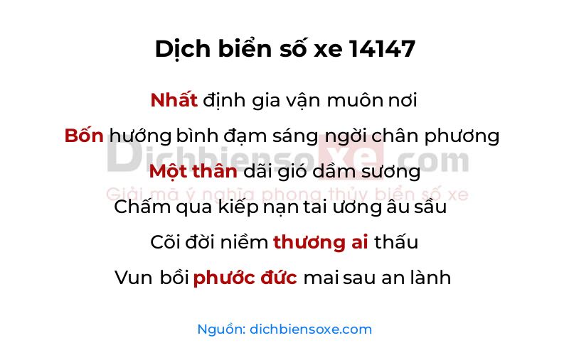 Dịch thơ biển số 14147