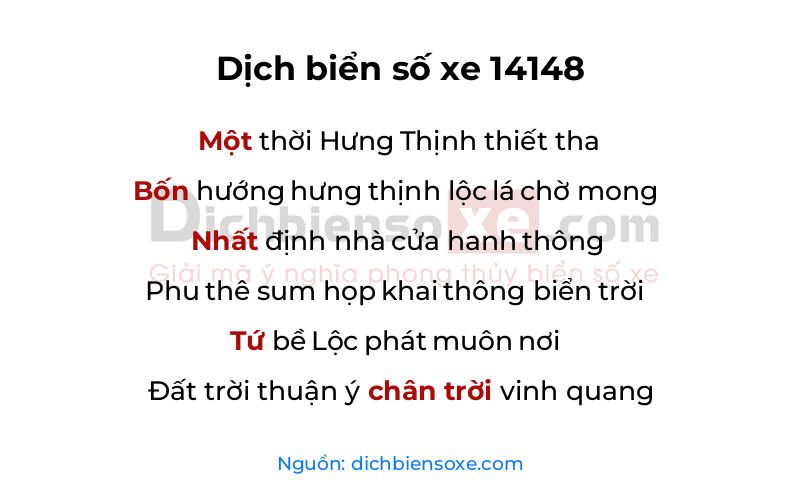Dịch thơ biển số 14148