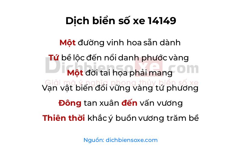 Dịch thơ biển số 14149