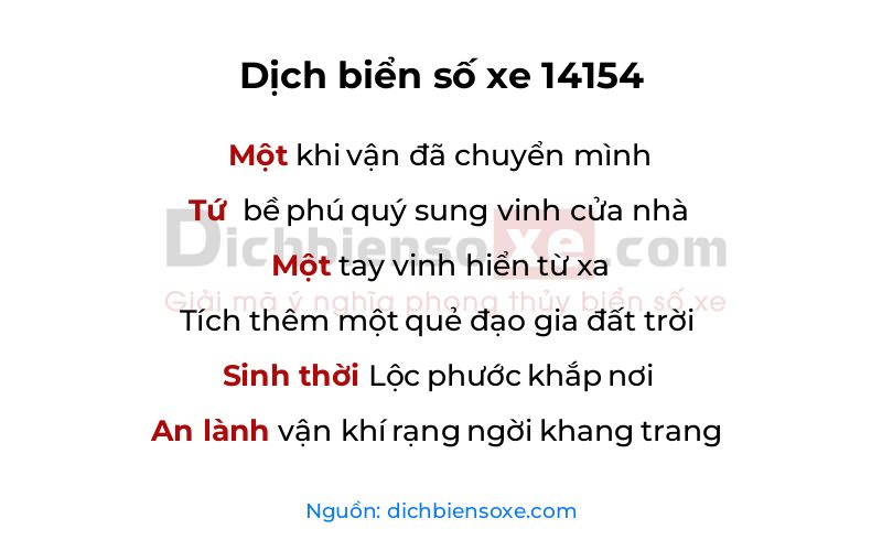 Dịch thơ biển số 14154