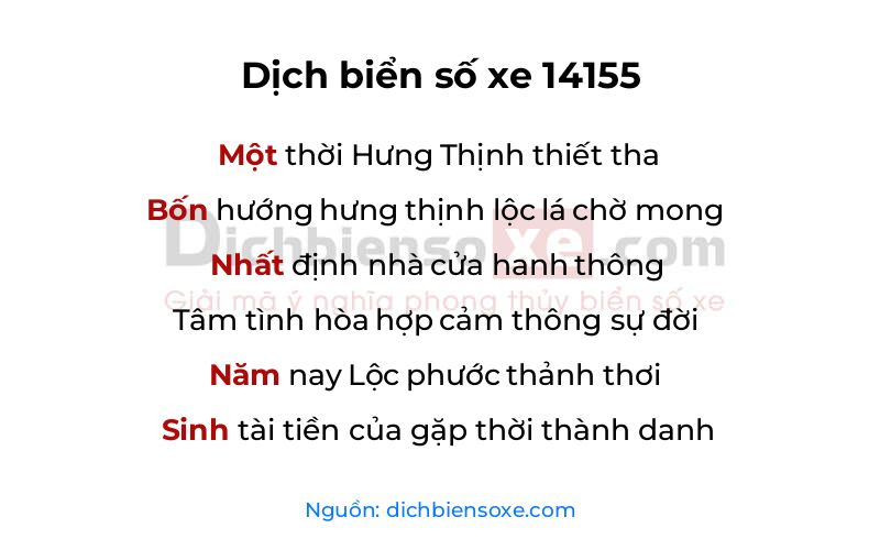 Dịch thơ biển số 14155