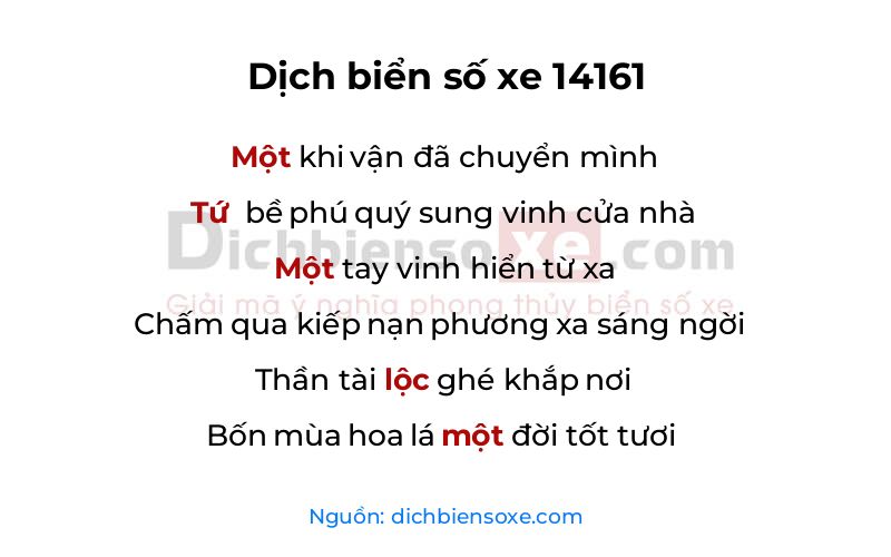 Dịch thơ biển số 14161