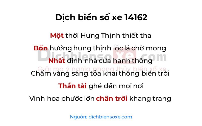 Dịch thơ biển số 14162