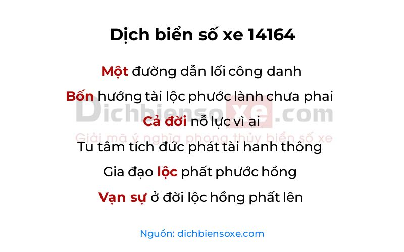 Dịch thơ biển số 14164