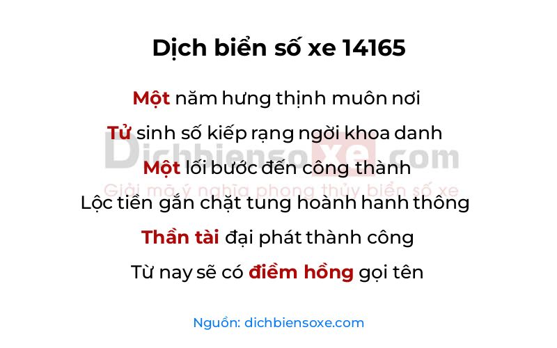 Dịch thơ biển số 14165