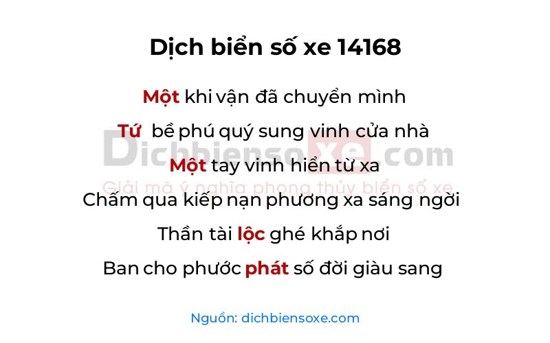 Dịch thơ biển số 14168