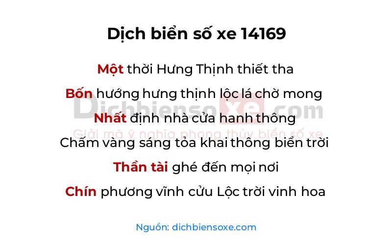 Dịch thơ biển số 14169