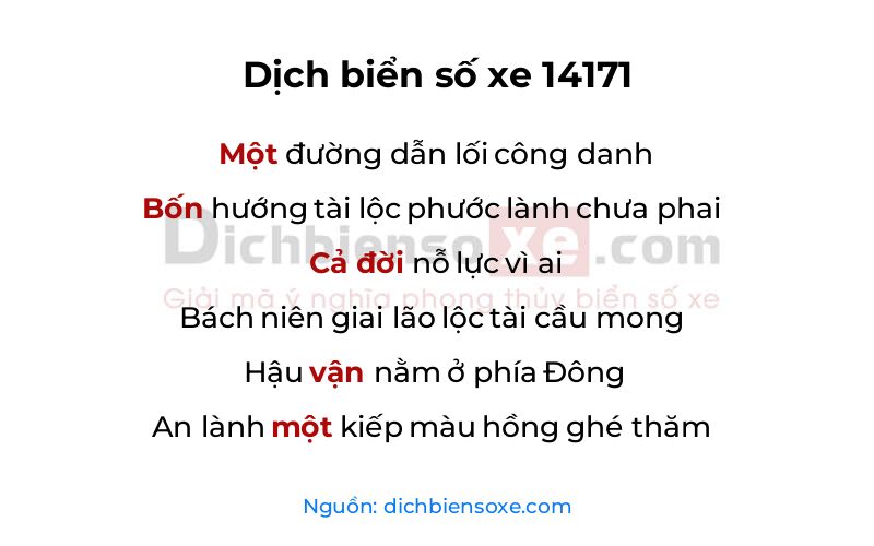 Dịch thơ biển số 14171