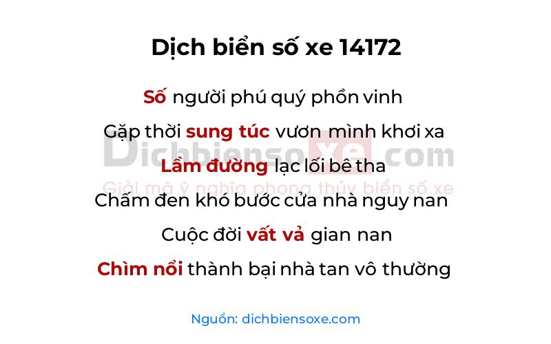 Dịch thơ biển số 14172